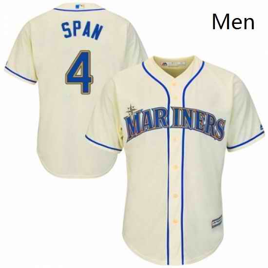 Mens Majestic Seattle Mariners 4 Denard Span Replica Cream Alternate Cool Base MLB Jersey